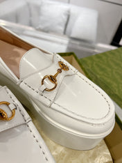 GG HORSEBIT PLATFORM LOAFER WHITE CALFSKIN