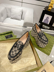 GG HORSEBIT PLATFORM LOAFER BLACK CALFSKIN