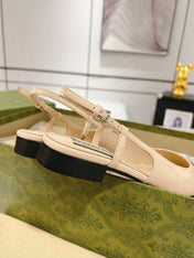 GG CRYSTALS SLINGBACK BALLET CREAM CALFSKIN