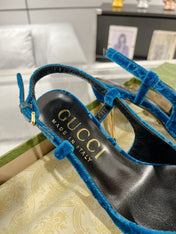 GG SLINGBACK HIGH HEEL PUMP AZURE VELVET