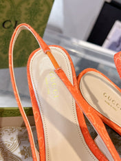 GG HORSEBIT SLINGBACK BALLET FLAT ORANGE CANVAS