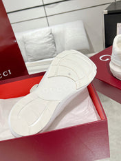 GG WAVE SNEAKER IN RICE WHITE CALFSKIN WITH HANDWRITTEN LOGO