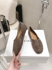 CELINE 26S FLAT SHOES IN TOFFEE BROWN SUEDE