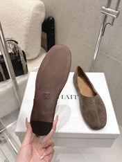 CELINE 26S FLAT SHOES IN TOFFEE BROWN SUEDE