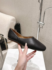 CELINE 26S FLAT SHOES IN BLACK LAMBSKIN