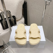 CELINE 26S TRIOMPHE SLIDES IN PASTEL YELLOW CALFSKIN