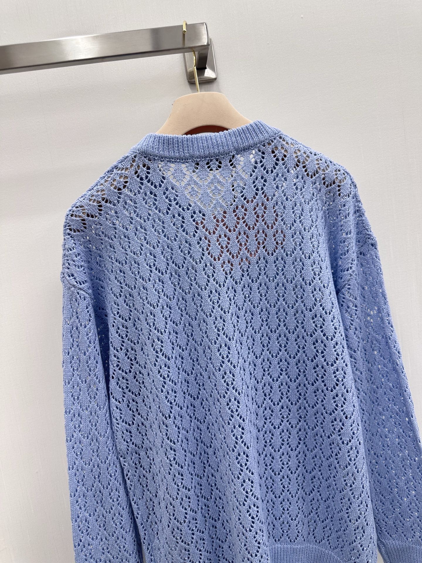 MIUMIU 26S V-NECK OPENWORK KNIT SWEATER 1299