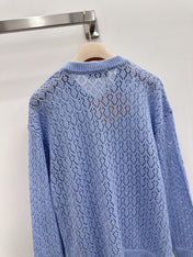 MIUMIU 26S V-NECK OPENWORK KNIT SWEATER 1299