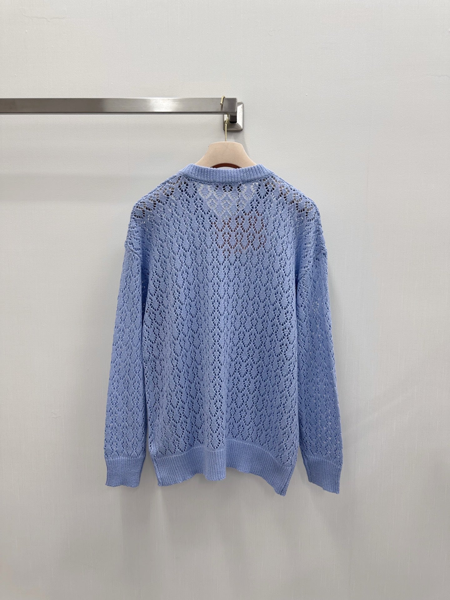 MIUMIU 26S V-NECK OPENWORK KNIT SWEATER 1299