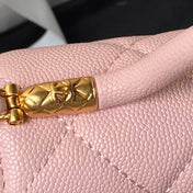 CHANEL 25S FLAP BAG 18 CM IN LIGHT PINK GRAINED LAMBSKIN WITH TOP HANDLE