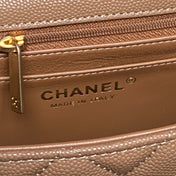 CHANEL 25S FLAP BAG 19 IN CARAMEL CALFSKIN GOLD HARDWARE