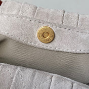 CHANEL 26S HAND BAG 24 IN LIGHT GREY BEIGE SUEDE