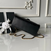 CHANEL 26S BARREL CLUTCH WITH CHAIN 23 IN BLACK QUILTED CALFSKIN GOLD HARDWARE