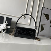 CHANEL 26S BARREL CLUTCH WITH CHAIN 23 IN BLACK CROCODILE-EMBOSSED CALFSKIN GOLD HARDWARE