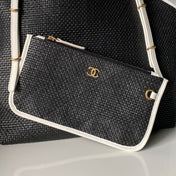CHANEL 26S MAXI SHOPPING BAG 47 IN BLACK RAFFIA GOLD HARDWARE