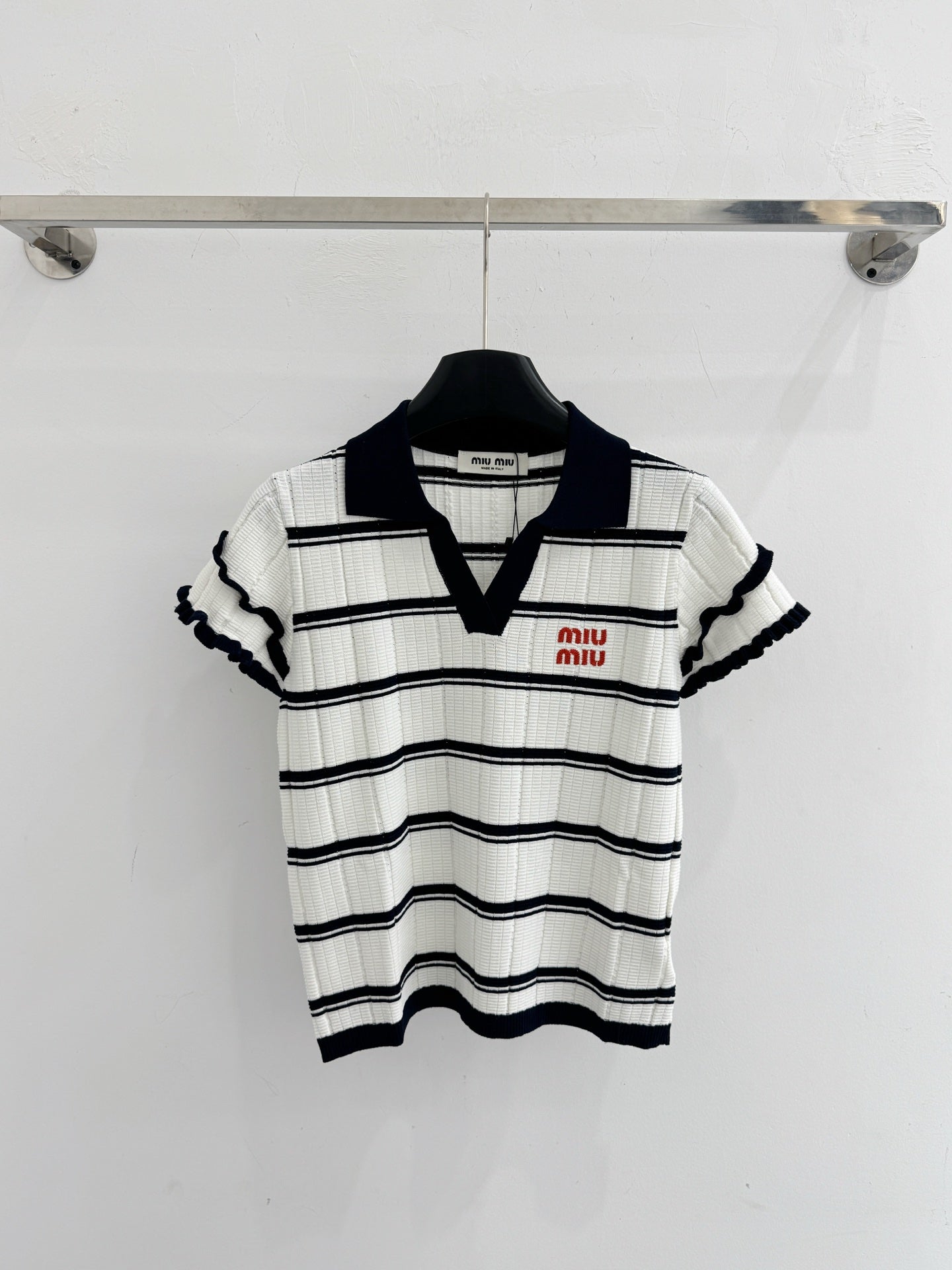 MIUMIU 26S SHORT-SLEEVED KNIT POLO SHIRT STYLE 1093