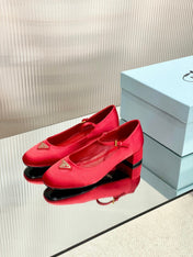 PRA NAPPA MARY JANE PUMPS CRIMSON SATIN