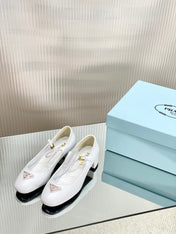 PRA NAPPA MARY JANE PUMPS WHITE LAMBSKIN