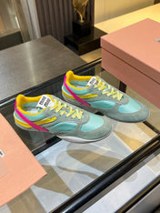 MIUMIU 26S SNEAKERS IN MULTICOLOR FABRIC AND SUEDE
