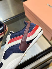 MIUMIU 26S SNEAKERS IN NAVY BLUE AND WHITE FABRIC AND SUEDE