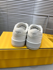 FENDI MATCH LOW TOPS IN WHITE CALFSKIN AND MESH