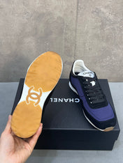 CHANEL 26S RUNNING SNEAKERS IN BLACK PURPLE MIX MATERIAL CC LOGO