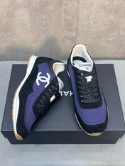 CHANEL 26S RUNNING SNEAKERS IN BLACK PURPLE MIX MATERIAL CC LOGO