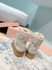 MIUMIU 26S ANKLE SNOW BOOTS IN BEIGE WOOL