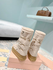 MIUMIU 26S ANKLE SNOW BOOTS IN BEIGE WOOL STYLE 15