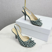 DIOR 26S HIGH-HEEL BACK-STRAP SHOES FABRIC WITH PLAID PATTERN