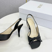 DIOR 26S HIGH-HEEL BACK-STRAP SHOES IN BLACK SATIN