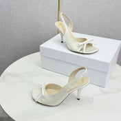 DIOR 26S HIGH-HEEL BACK-STRAP SHOES IN WHITE SATIN