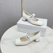 DIOR 26S MARY JANE HIGH HEELS 40MM IN WHITE PATENT CALFSKIN GOLD HARDWARE