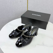 CHANEL 26S HIGH HEEL MULES 45 MM IN BLACK LAMBSKIN