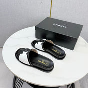 CHANEL 26S ICONIC CC SLIDES IN WHITE LAMBSKIN