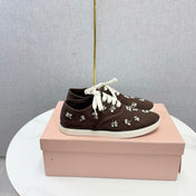 MIUMIU 26S EMBELLISHED SNEAKERS IN DRAK BROWN FABRIC