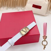 Silver Vlogo and Gold Hardware Buckle White Calfskin 20mm