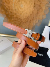CELINE 26S BELT 25 MM IN BLACK AND BROWN CALFSKIN 636402