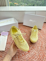 JIMMY CHOO 26S SNEAKERS IN YELLOW MESH AND SUEDE