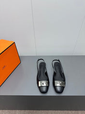 INNOCENTE SLINGBACK IN BLACK CALFSKIN