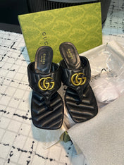 GG THONG SANDALS 55 BLACK CALKSKIN