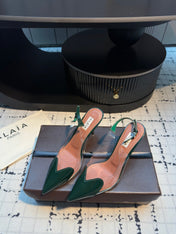 ALAIA HIGH SLINGBACK 25S 90 MM IN DARK GREEN CALFSKIN