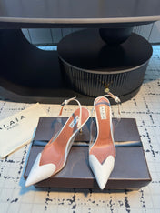 ALAIA HIGH SLINGBACK 25S 90 MM IN WHITE CALFSKIN
