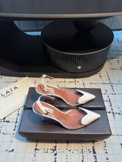 ALAIA HIGH SLINGBACK 25S 90 MM IN WHITE CALFSKIN