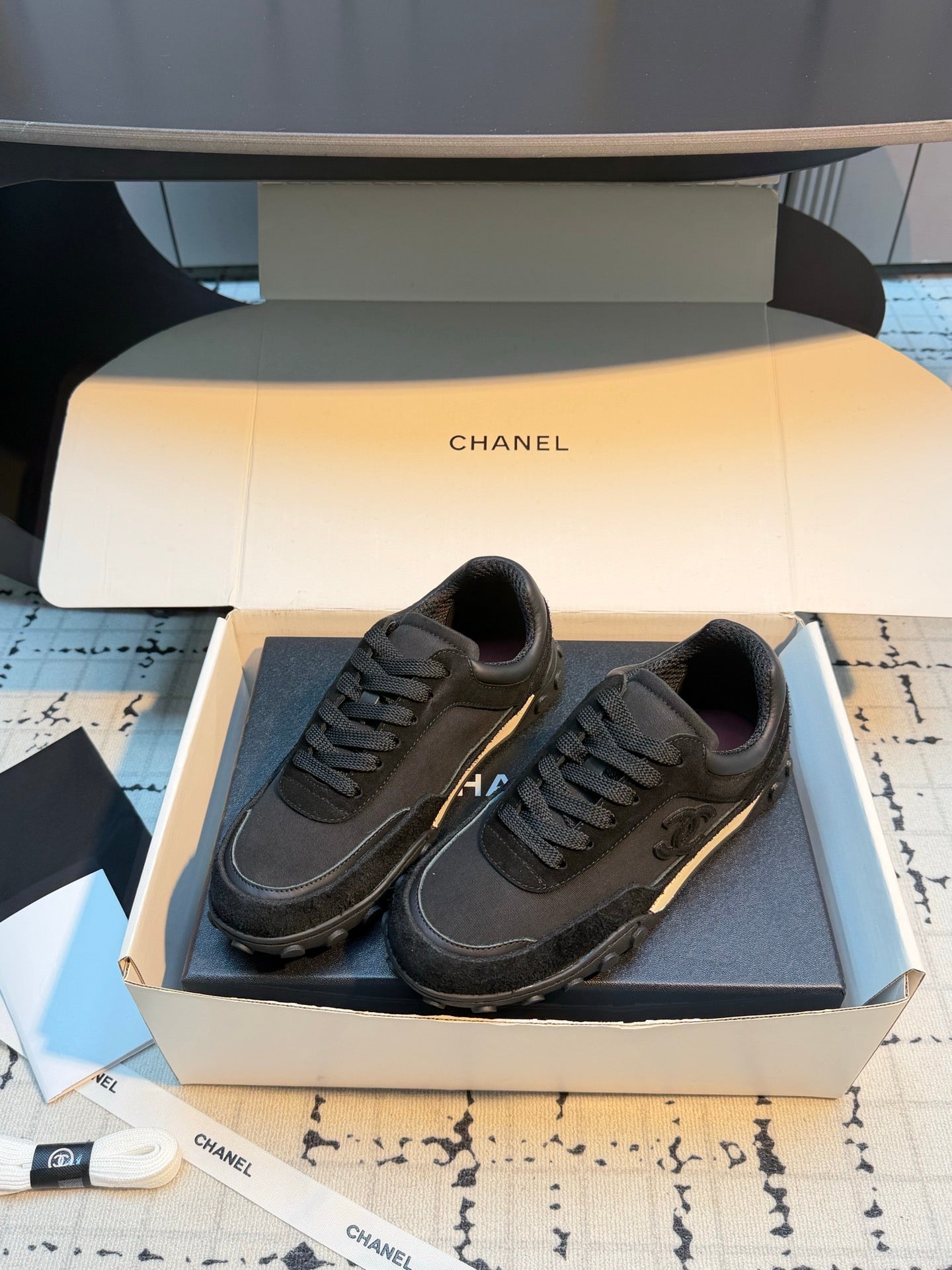 CHANEL 26S CHUNKY SNEAKERS IN BLACK SUEDE