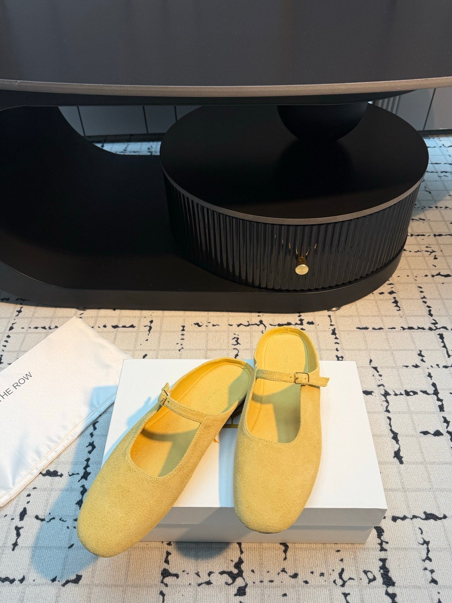 THE ROW 26S MARY JANE MULES 20MM IN YELLOW SUEDE
