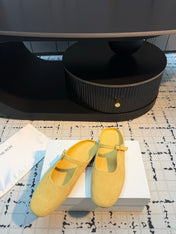 THE ROW 26S MARY JANE MULES 20MM IN YELLOW SUEDE