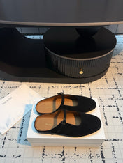 THE ROW 26S MARY JANE MULES 20MM IN BLACK SUEDE