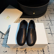 THE ROW 26S LOAFERS IN BLACK CALFSKIN