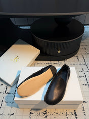 THE ROW 26S LOAFERS IN BLACK CALFSKIN